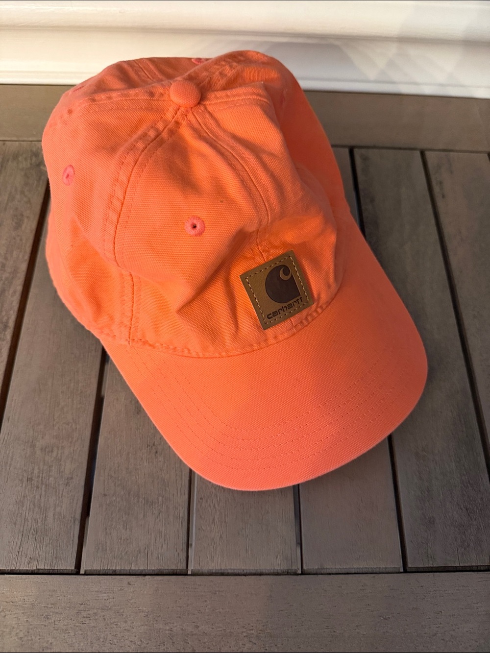 Carhartt Bright Orange Cotton Baseball Cap with Logo Patch